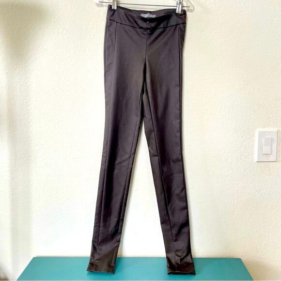 Women’s Brown Gray Shiny Leather Leggings skinny straight leg disco pants - Picture 5 of 7